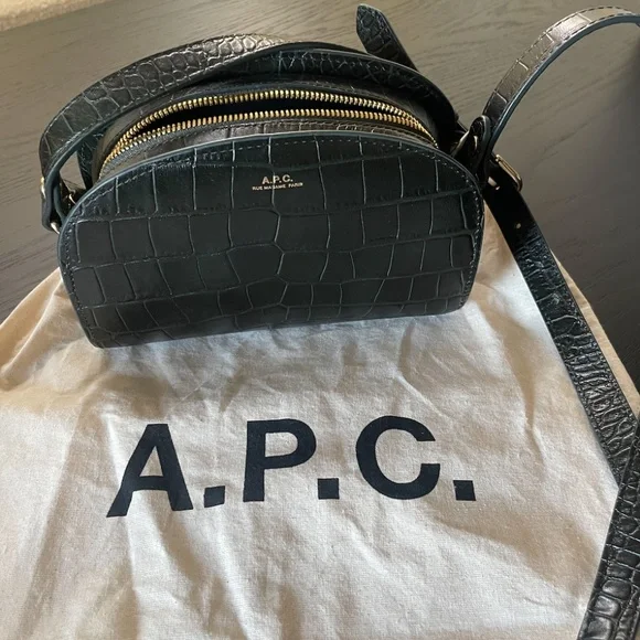 A.P.C. Black Croc-Embossed Crossbody Bag - Picture 3 of 14